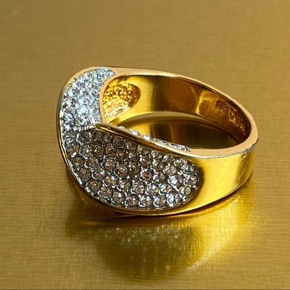 Infinity Criss-Criss Sparkling Crystals Gold Band Ring 9 - Picture 9 of 16